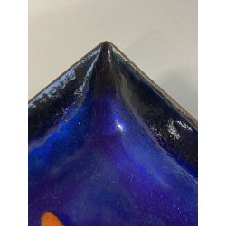 PIATTINO QUADRATO Studio Laurana PESARO RAME SMALTO GRAN FUOCO BLU ROSSO '50/'60