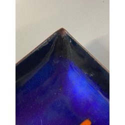 PIATTINO QUADRATO Studio Laurana PESARO RAME SMALTO GRAN FUOCO BLU ROSSO '50/'60