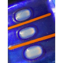 PIATTINO QUADRATO Studio Laurana PESARO RAME SMALTO GRAN FUOCO BLU ROSSO '50/'60