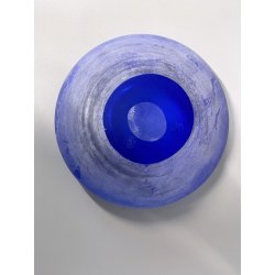 CENTROTAVOLA VASO CIOTOLA BOWL Bisazza VETRO MURANO BLU COBALTO SCAVO CORROSO
