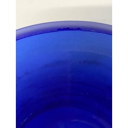 CENTROTAVOLA VASO CIOTOLA BOWL Bisazza VETRO MURANO BLU COBALTO SCAVO CORROSO