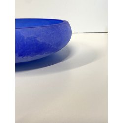 CENTROTAVOLA VASO CIOTOLA BOWL Bisazza VETRO MURANO BLU COBALTO SCAVO CORROSO