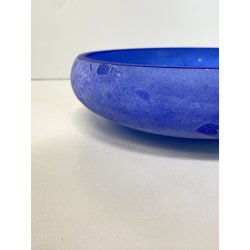 CENTROTAVOLA VASO CIOTOLA BOWL Bisazza VETRO MURANO BLU COBALTO SCAVO CORROSO