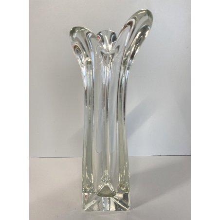 VASO VINTAGE VETRO SOFFIATO BASE TRIANGOLARE  TRE PUNTE SPLASH DESIGN 34,5 cm/h