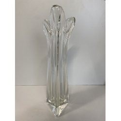 VASO VINTAGE VETRO SOFFIATO BASE TRIANGOLARE  TRE PUNTE SPLASH DESIGN 34,5 cm/h