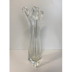 VASO VINTAGE VETRO SOFFIATO BASE TRIANGOLARE  TRE PUNTE SPLASH DESIGN 34,5 cm/h