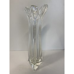 VASO VINTAGE VETRO SOFFIATO BASE TRIANGOLARE  TRE PUNTE SPLASH DESIGN 34,5 cm/h