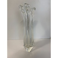 VASO VINTAGE VETRO SOFFIATO BASE TRIANGOLARE  TRE PUNTE SPLASH DESIGN 34,5 cm/h