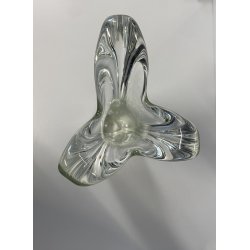 VASO VINTAGE VETRO SOFFIATO BASE TRIANGOLARE  TRE PUNTE SPLASH DESIGN 34,5 cm/h