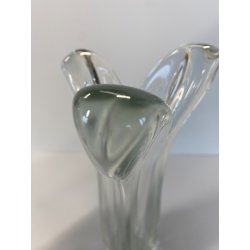 VASO VINTAGE VETRO SOFFIATO BASE TRIANGOLARE  TRE PUNTE SPLASH DESIGN 34,5 cm/h