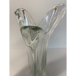 VASO VINTAGE VETRO SOFFIATO BASE TRIANGOLARE  TRE PUNTE SPLASH DESIGN 34,5 cm/h