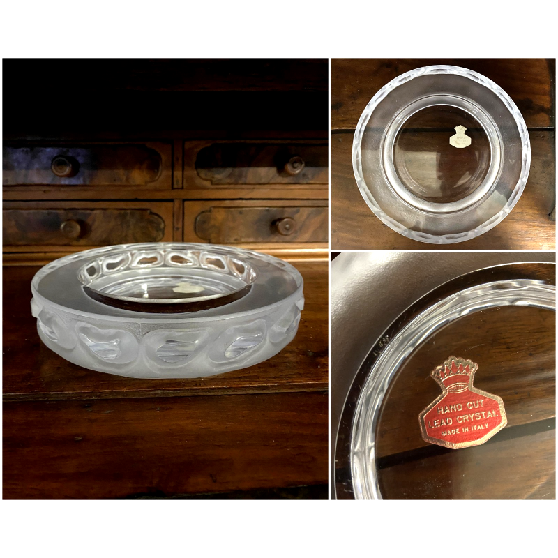 CENTROTAVOLA CRISTALLO TRASPARENTE VINTAGE BOWL FROSTED GLASS
