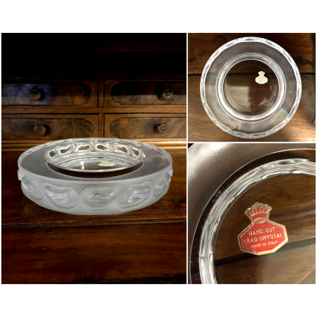 CENTROTAVOLA CRISTALLO TRASPARENTE VINTAGE BOWL FROSTED GLASS