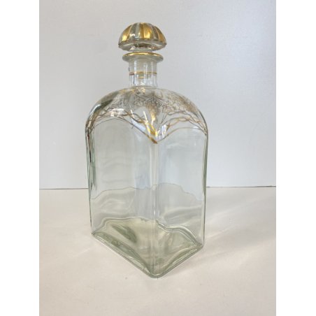 BOTTIGLIA LIQUORE VETRO LIQUOR BOTTLE JEREZ SPAIN DECANTER DECORO DORATO '900