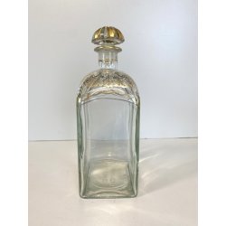 BOTTIGLIA LIQUORE VETRO LIQUOR BOTTLE JEREZ SPAIN DECANTER DECORO DORATO '900