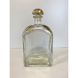 BOTTIGLIA LIQUORE VETRO LIQUOR BOTTLE JEREZ SPAIN DECANTER DECORO DORATO '900