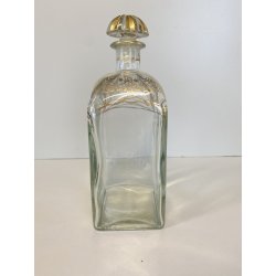 BOTTIGLIA LIQUORE VETRO LIQUOR BOTTLE JEREZ SPAIN DECANTER DECORO DORATO '900