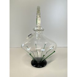 BOTTIGLIA LIQUORE VETRO SOFFIATO MURANO BOTTLE  DECANTER DECORO FIORI