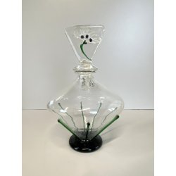 BOTTIGLIA LIQUORE VETRO SOFFIATO MURANO BOTTLE  DECANTER DECORO FIORI