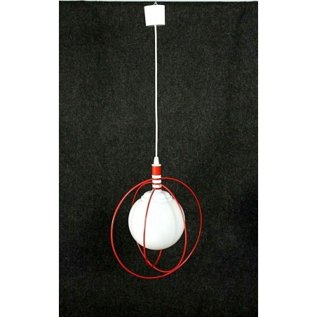 LAMPADARIO POP LAMPADA SOSPENSIONE VINTAGE ROSSO BIANCO WHITE RED GLASS LAMP '70