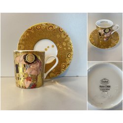 TAZZINA CAFFE ESPRESSO PORCELLANA Goebel "Artis Orbis" GUSTAV KLIMT DER KUSS