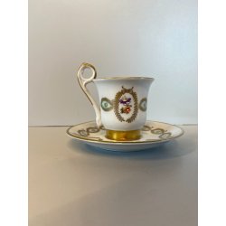 TAZZINA CAFFE  PORCELLANA  "PM"Made GDR DECORO CLASSICO FIORI FOGLIE ORO VINTAGE