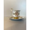 TAZZINA CAFFE  PORCELLANA  "PM"Made GDR DECORO CLASSICO FIORI FOGLIE ORO VINTAGE