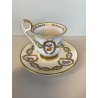 TAZZINA CAFFE  PORCELLANA  "PM"Made GDR DECORO CLASSICO FIORI FOGLIE ORO VINTAGE