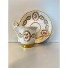 TAZZINA CAFFE  PORCELLANA  "PM"Made GDR DECORO CLASSICO FIORI FOGLIE ORO VINTAGE