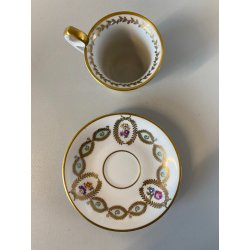 TAZZINA CAFFE  PORCELLANA  "PM"Made GDR DECORO CLASSICO FIORI FOGLIE ORO VINTAGE