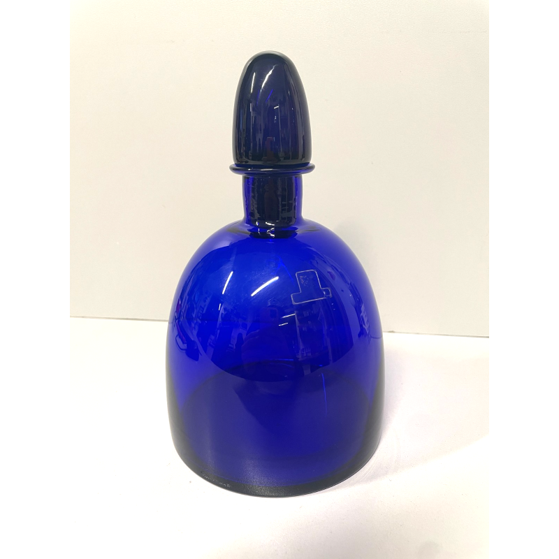 ANTICA BOTTIGLIA CARLO MORETTI VETRO BLU MURANO ANNI 80 DECANTER TAPPO ITALIA