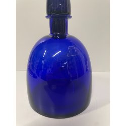 ANTICA BOTTIGLIA CARLO MORETTI VETRO BLU MURANO ANNI 80 DECANTER TAPPO ITALIA