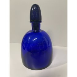 ANTICA BOTTIGLIA CARLO MORETTI VETRO BLU MURANO ANNI 80 DECANTER TAPPO ITALIA