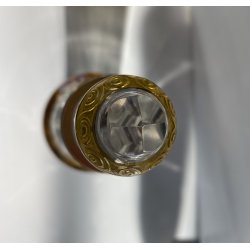 DECANTER LIQUORE CRISTALLO SFACCETTATO DECORO DORATO NEOCLASSICO MIDCENTURY