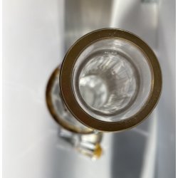 DECANTER LIQUORE CRISTALLO SFACCETTATO DECORO DORATO NEOCLASSICO MIDCENTURY