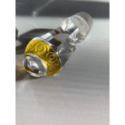 DECANTER LIQUORE CRISTALLO SFACCETTATO DECORO DORATO NEOCLASSICO MIDCENTURY