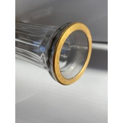 DECANTER LIQUORE CRISTALLO SFACCETTATO DECORO DORATO NEOCLASSICO MIDCENTURY