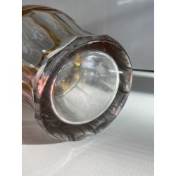 DECANTER LIQUORE CRISTALLO SFACCETTATO DECORO DORATO NEOCLASSICO MIDCENTURY