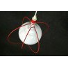 LAMPADARIO POP LAMPADA SOSPENSIONE VINTAGE ROSSO BIANCO WHITE RED GLASS LAMP '70