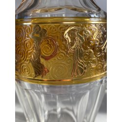 DECANTER LIQUORE CRISTALLO SFACCETTATO DECORO DORATO NEOCLASSICO MIDCENTURY