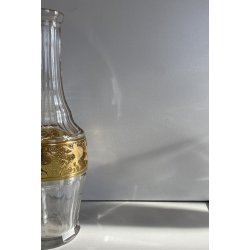 DECANTER LIQUORE CRISTALLO SFACCETTATO DECORO DORATO NEOCLASSICO MIDCENTURY