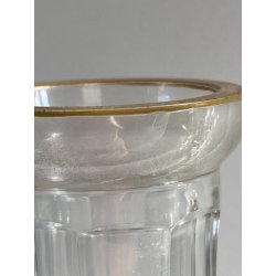 DECANTER LIQUORE CRISTALLO SFACCETTATO DECORO DORATO NEOCLASSICO MIDCENTURY