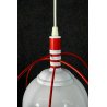 LAMPADARIO POP LAMPADA SOSPENSIONE VINTAGE ROSSO BIANCO WHITE RED GLASS LAMP '70