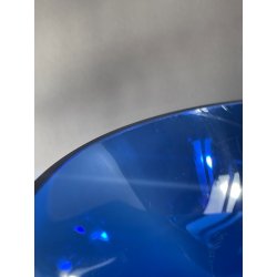 GRANDE VASO PORTACANDELA VETRO BLU MURANO DESIGN FOGLIA ORO h 32 cm VASE ITALIA