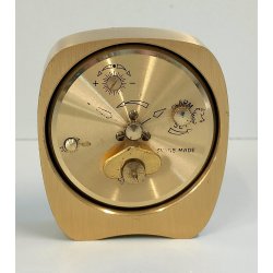 Swiza 8 days OROLOGIO TAVOLO DORATO con SUONERIA anni 70 Old Alarm Desk Clock