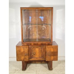 ANTICA PICCOLA VETRINA CREDENZA ART DECO ANNI 30/40 ARMADIO LEGNO RADICA VETRO