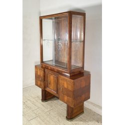 ANTICA PICCOLA VETRINA CREDENZA ART DECO ANNI 30/40 ARMADIO LEGNO RADICA VETRO