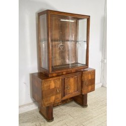 ANTICA PICCOLA VETRINA CREDENZA ART DECO ANNI 30/40 ARMADIO LEGNO RADICA VETRO