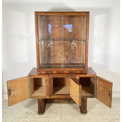 ANTICA PICCOLA VETRINA CREDENZA ART DECO ANNI 30/40 ARMADIO LEGNO RADICA VETRO
