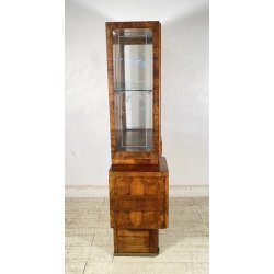 ANTICA PICCOLA VETRINA CREDENZA ART DECO ANNI 30/40 ARMADIO LEGNO RADICA VETRO